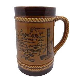 Mug Stein Cape Cod Massachusetts Ceramic Souvenir 3D Beer Cup Gift Collectable